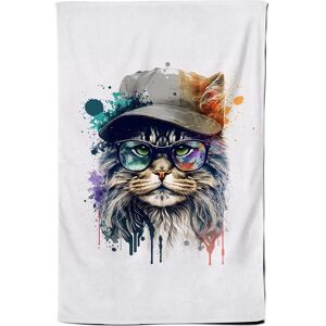 Warren Reed - Designer Maine Coon Cat Splashart Tea Towel Multicolor Warren Reed - Designer Maine Coon Cat Splashart Tea Towel Multicolor