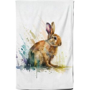 Warren Reed - Designer Rabbit Splash Watercolour Tea Towel in Brown Brown Warren Reed - Designer Rabbit Splash Watercolour Tea Towel in Brown Brown