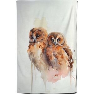 Warren Reed - Designer Loving Tawny Owls Watercolour Tea Towel in Brown Brown Warren Reed - Designer Loving Tawny Owls Watercolour Tea Towel in Brown Brown