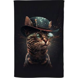 Warren Reed - Designer Bengal Cat Face Glasses & Hat Splashart Tea Towel Multicolor Warren Reed - Designer Bengal Cat Face Glasses & Hat Splashart Tea Towel Multicolor