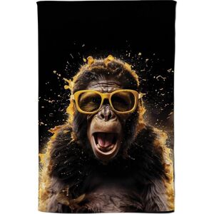 Warren Reed - Designer Splashart Monkey Face With Yellow Glasses Tea Towel in Orange Orange Warren Reed - Designer Splashart Monkey Face With Yellow Glasses Tea Towel in Orange Orange