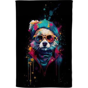 Warren Reed - Designer Multi Coloured Splashart Dog With Glasses Tea Towel in Blue Blue Warren Reed - Designer Multi Coloured Splashart Dog With Glasses Tea Towel in Blue Blue