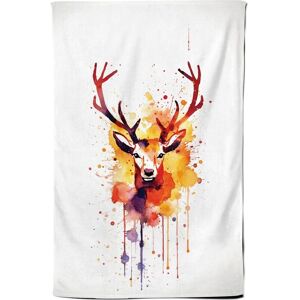 Warren Reed - Designer Watercolour Stag Face Tea Towel in Orange Orange Warren Reed - Designer Watercolour Stag Face Tea Towel in Orange Orange