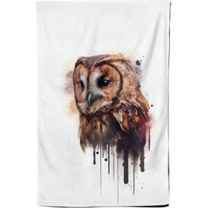 Warren Reed - Designer Tawny Owl Face Splashart Light Background Tea Towel in Brown Brown Warren Reed - Designer Tawny Owl Face Splashart Light Background Tea Towel in Brown Brown