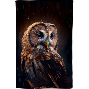 Warren Reed - Designer Tawny Owl Face Splashart Dark Background Tea Towel in Brown Brown Warren Reed - Designer Tawny Owl Face Splashart Dark Background Tea Towel in Brown Brown