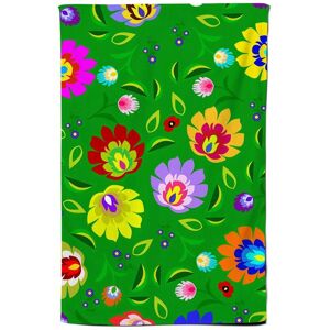 Warren Reed - Designer Polish Folk Floral Tea Towel in Green Green Warren Reed - Designer Polish Folk Floral Tea Towel in Green Green
