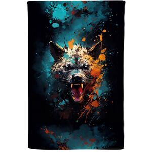 Warren Reed - Designer Splashart Angry Hyena Face Tea Towel in Blue Blue Warren Reed - Designer Splashart Angry Hyena Face Tea Towel in Blue Blue