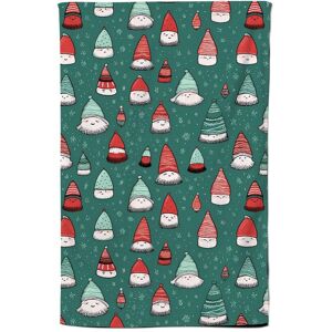 Warren Reed - Designer Hand Drawn Joyful Santa Hats Tea Towel in Green Green Warren Reed - Designer Hand Drawn Joyful Santa Hats Tea Towel in Green Green