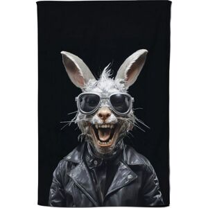 Warren Reed - Designer Funky Rabbit Face With Glasses Tea Towel in Grey Grey Warren Reed - Designer Funky Rabbit Face With Glasses Tea Towel in Grey Grey
