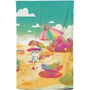 Warren Reed - Designer Kitten On A Beach Holiday Tea Towel in Yellow Yellow Warren Reed - Designer Kitten On A Beach Holiday Tea Towel in Yellow Yellow