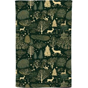 Warren Reed - Designer Green Christmas Woodlands Tea Towel Green Warren Reed - Designer Green Christmas Woodlands Tea Towel Green