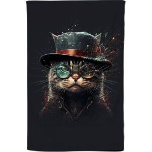 Warren Reed - Designer Cat With Glasses Splashart Tea Towel Multicolor Warren Reed - Designer Cat With Glasses Splashart Tea Towel Multicolor