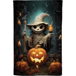 Warren Reed - Designer Creepy Ghost With Pumpkins Tea Towel in Orange Orange Warren Reed - Designer Creepy Ghost With Pumpkins Tea Towel in Orange Orange