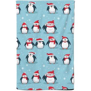 Warren Reed - Designer Adorable Santa Penguins Tea Towel in Blue Blue Warren Reed - Designer Adorable Santa Penguins Tea Towel in Blue Blue