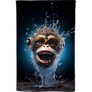 Warren Reed - Designer Splashart Cheeky Chimp Face With Glasses Tea Towel in Blue Blue Warren Reed - Designer Splashart Cheeky Chimp Face With Glasses Tea Towel in Blue Blue