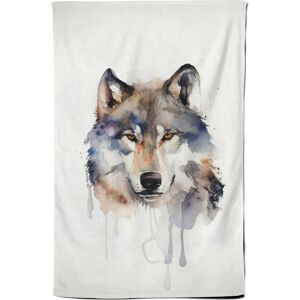 Warren Reed - Designer Wolf Watercolour Tea Towel in Brown Brown Warren Reed - Designer Wolf Watercolour Tea Towel in Brown Brown