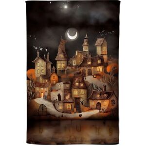Warren Reed - Designer Spooky Halloween Village Tea Towel in Orange Orange Warren Reed - Designer Spooky Halloween Village Tea Towel in Orange Orange