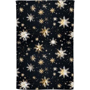Warren Reed - Designer Silver Gold Snowflake Pattern Tea Towel in Blue Blue Warren Reed - Designer Silver Gold Snowflake Pattern Tea Towel in Blue Blue