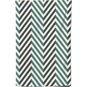 Warren Reed - Designer Geometric Herringbone Chevron Blues Tea Towel in Green Green Warren Reed - Designer Geometric Herringbone Chevron Blues Tea Towel in Green Green