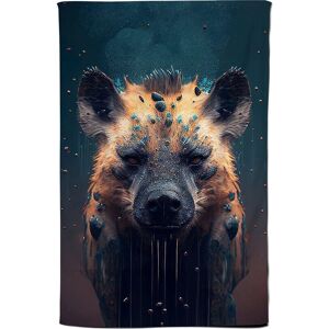 Warren Reed - Designer Hyena Face Splashart Dark Background Tea Towel in Brown Brown Warren Reed - Designer Hyena Face Splashart Dark Background Tea Towel in Brown Brown