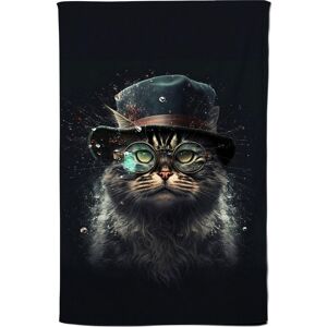 Warren Reed - Designer Norwegian Forest Cat With Glasses Splashart Tea Towel Multicolor Warren Reed - Designer Norwegian Forest Cat With Glasses Splashart Tea Towel Multicolor