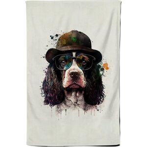 Warren Reed - Designer Springer Spaniel Dog With Glasses Splashart Tea Towel Multicolor Warren Reed - Designer Springer Spaniel Dog With Glasses Splashart Tea Towel Multicolor