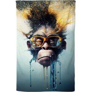 Warren Reed - Designer Monkey With Glasses Splashart Tea Towel in Blue Blue Warren Reed - Designer Monkey With Glasses Splashart Tea Towel in Blue Blue
