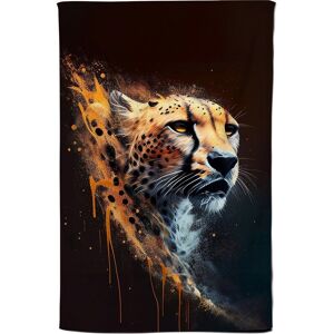 Warren Reed - Designer Cheetah Face Splashart Dark Background Tea Towel in Yellow Yellow Warren Reed - Designer Cheetah Face Splashart Dark Background Tea Towel in Yellow Yellow