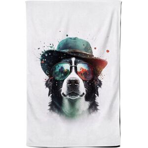 Warren Reed - Designer Border Collie Dog Face Glasses & Hat Splashart Tea Towel Multicolor Warren Reed - Designer Border Collie Dog Face Glasses & Hat Splashart Tea Towel Multicolor