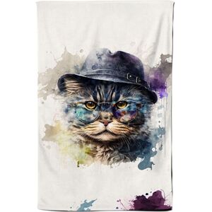 Warren Reed - Designer Selkirk Rex Cat Splashart Tea Towel Multicolor Warren Reed - Designer Selkirk Rex Cat Splashart Tea Towel Multicolor