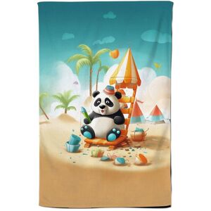Warren Reed - Designer Panda On A Beach Holiday Tea Towel in Yellow Yellow Warren Reed - Designer Panda On A Beach Holiday Tea Towel in Yellow Yellow