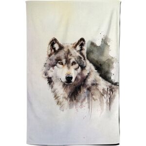 Warren Reed - Designer Loyal Wolf Watercolour Tea Towel in Brown Brown Warren Reed - Designer Loyal Wolf Watercolour Tea Towel in Brown Brown
