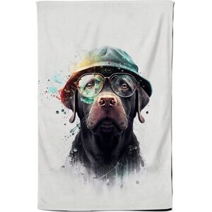 Warren Reed - Designer Labrador Retriever Dog With Glasses Splashart Tea Towel Multicolor Warren Reed - Designer Labrador Retriever Dog With Glasses Splashart Tea Towel Multicolor