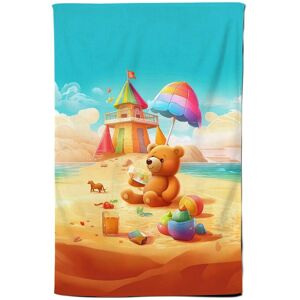 Warren Reed - Designer Bear On A Beach Holiday Tea Towel in Yellow Yellow Warren Reed - Designer Bear On A Beach Holiday Tea Towel in Yellow Yellow