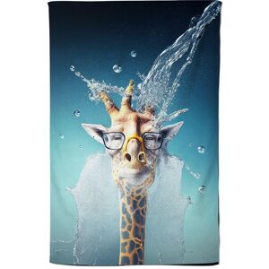 Warren Reed - Designer Giraffe With Glasses Splashart Tea Towel in Blue Blue Warren Reed - Designer Giraffe With Glasses Splashart Tea Towel in Blue Blue
