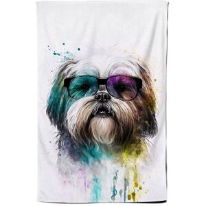 Warren Reed - Designer Lhasa Apso Face Glasses Splashart Tea Towel Multicolor Warren Reed - Designer Lhasa Apso Face Glasses Splashart Tea Towel Multicolor