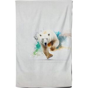 Warren Reed - Designer Charging Polar Bear Tea Towel in White White Warren Reed - Designer Charging Polar Bear Tea Towel in White White