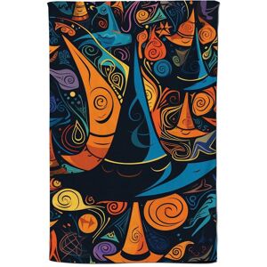 Warren Reed - Designer Imaginative Abstract Witches Hats Tea Towel in Orange Orange Warren Reed - Designer Imaginative Abstract Witches Hats Tea Towel in Orange Orange