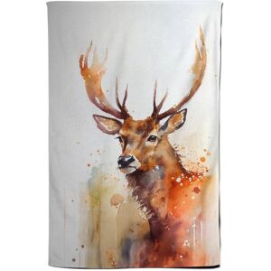 Warren Reed - Designer Majestic Stag Watercolour Tea Towel in Brown Brown Warren Reed - Designer Majestic Stag Watercolour Tea Towel in Brown Brown