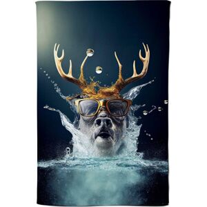 Warren Reed - Designer Stag With Glasses Splashart Tea Towel in Grey Grey Warren Reed - Designer Stag With Glasses Splashart Tea Towel in Grey Grey