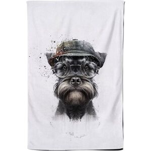 Warren Reed - Designer Miniature Schnauzer Dog With Glasses Splashart Tea Towel Multicolor Warren Reed - Designer Miniature Schnauzer Dog With Glasses Splashart Tea Towel Multicolor