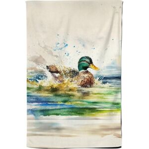 Warren Reed - Designer Splashing Mallard Watercolour Tea Towel in Brown Brown Warren Reed - Designer Splashing Mallard Watercolour Tea Towel in Brown Brown