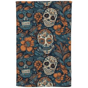 Warren Reed - Designer Dia De Los Muertos Skulls Pattern Tea Towel in Blue Blue Warren Reed - Designer Dia De Los Muertos Skulls Pattern Tea Towel in Blue Blue