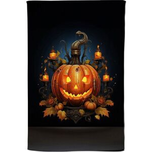 Warren Reed - Designer Spooy Pumpkin With Leaves & Small Candles Tea Towel in Orange Orange Warren Reed - Designer Spooy Pumpkin With Leaves & Small Candles Tea Towel in Orange Orange