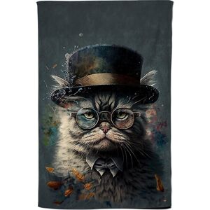 Warren Reed - Designer Selkirk Rex Cat With Glasses Splashart Tea Towel Multicolor Warren Reed - Designer Selkirk Rex Cat With Glasses Splashart Tea Towel Multicolor
