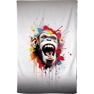 Warren Reed - Designer Coloured Splashart Crazy Monkey Face Tea Towel in Red Red Warren Reed - Designer Coloured Splashart Crazy Monkey Face Tea Towel in Red Red