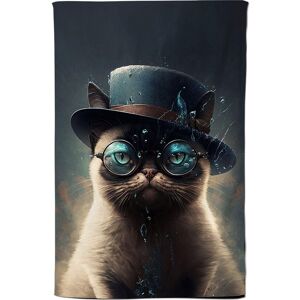 Warren Reed - Designer Siamese Cat With Glasses Splashart Tea Towel Multicolor Warren Reed - Designer Siamese Cat With Glasses Splashart Tea Towel Multicolor