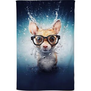 Warren Reed - Designer Splashart Doormouse With Glasses Tea Towel in Blue Blue Warren Reed - Designer Splashart Doormouse With Glasses Tea Towel in Blue Blue