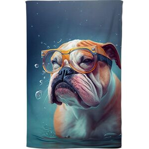 Warren Reed - Designer Bulldog With Glasses Splashart Tea Towel in Brown Brown Warren Reed - Designer Bulldog With Glasses Splashart Tea Towel in Brown Brown