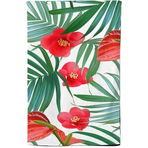 Warren Reed - Designer Tropical Flowers & Palm Leaves Hawaiian Tea Towel in Green Green Warren Reed - Designer Tropical Flowers & Palm Leaves Hawaiian Tea Towel in Green Green